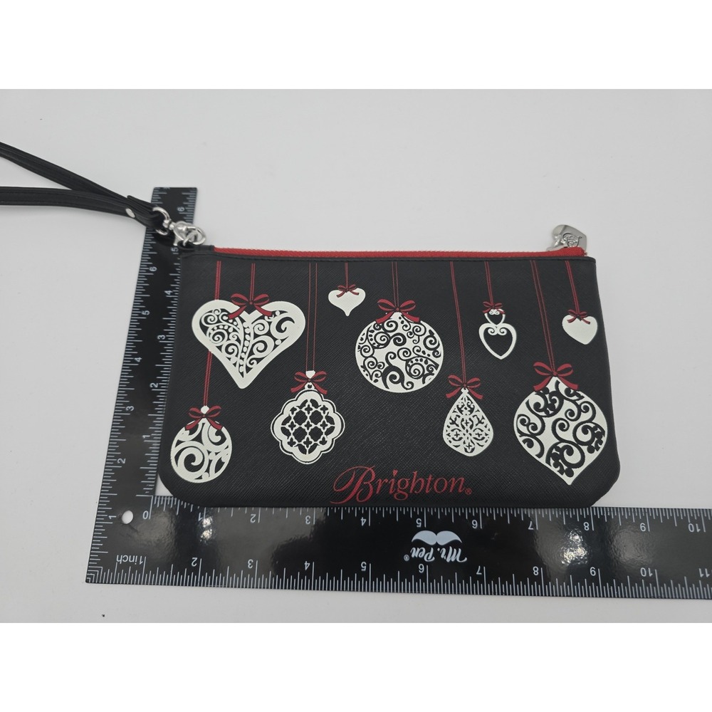 Brighton Christmas Holiday Love Notes Wristlet Black Saffiano Leather - Picture 6 of 6